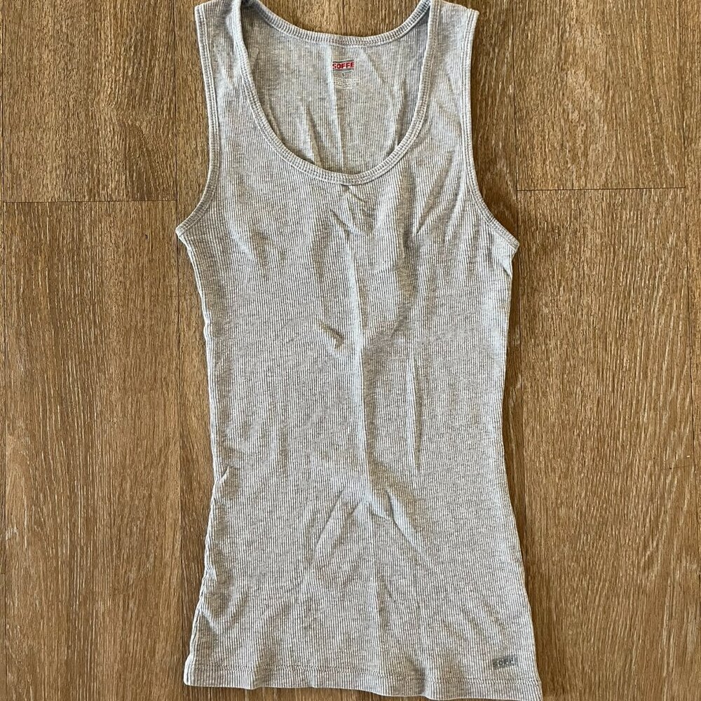 Women's Soffe Light Gray Ribbed Tank Top - Size Small